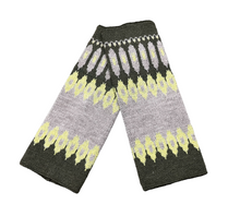 画像をギャラリービューアに読み込む, 3色ジャガードハンドウォーマー ロピ柄 品番:1004-1 グリーン系