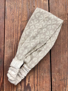 麻×麻ジャカードニットターバン　NATURAL COLOR×BEIGE