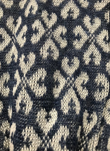 麻×麻ジャカードニットターバン　NAVY×BEIGE