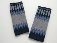 3色ジャガードハンドウォーマー ロピ柄 品番:1004-1 青水色系