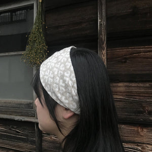麻×麻ジャカードニットターバン　NATURAL COLOR×BEIGE